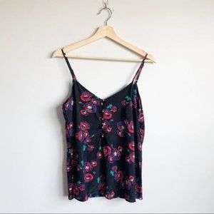 Yumi Kim 100% Silk Tank  Top Floral Blouse M Medium